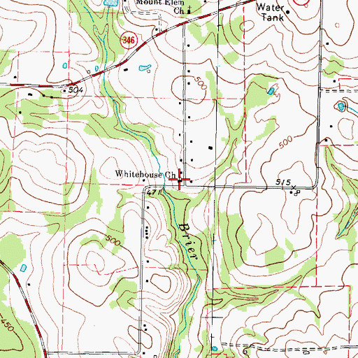 Topographic Map of Whitehouse Church, TX