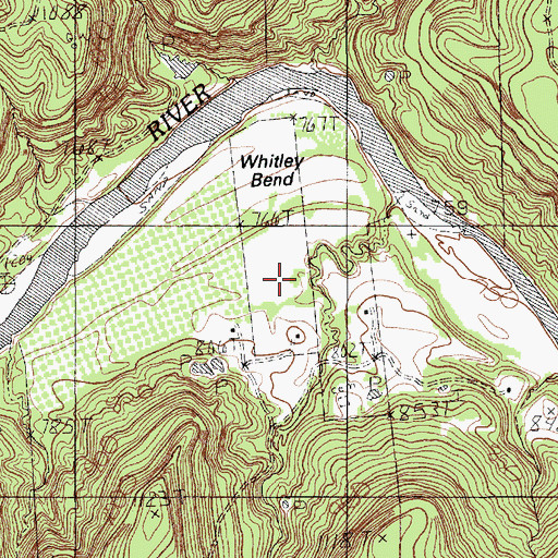 Topographic Map of Whitley Bend, TX