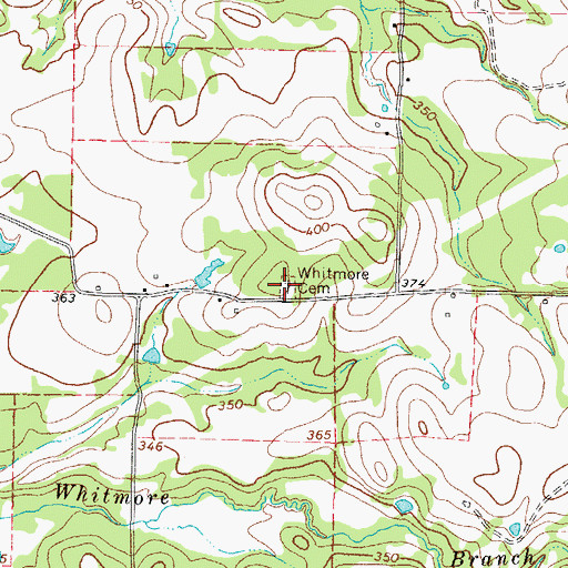 Topographic Map of Whitmore Cemetery, TX