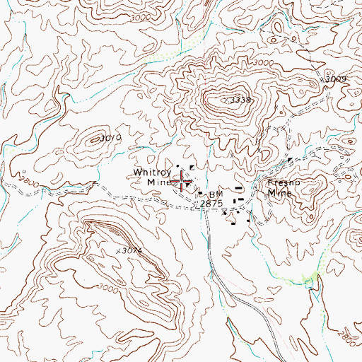 Topographic Map of Whitroy Mine, TX