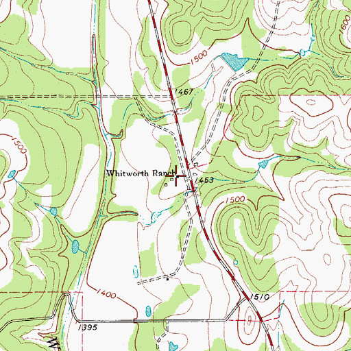 Topographic Map of Whitworth Ranch, TX