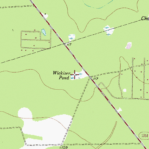 Topographic Map of Wickizer Pond, TX