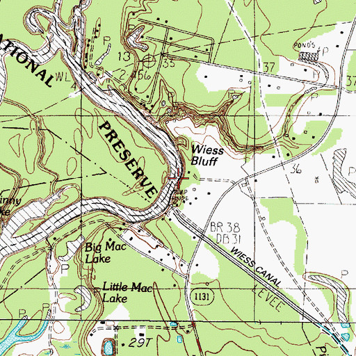Topographic Map of Wiess Bluff, TX