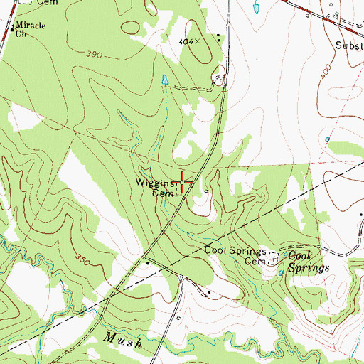 Topographic Map of Wiggins Cemetery, TX