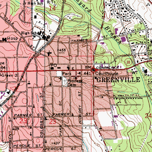 Topographic Map of First Christian Church, AL