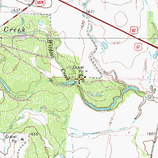 Topographic Map of Wildcat Creek, TX