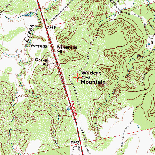 Topographic Map of Wildcat Mountain, TX