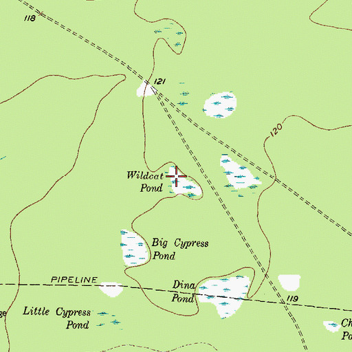 Topographic Map of Wildcat Pond, TX