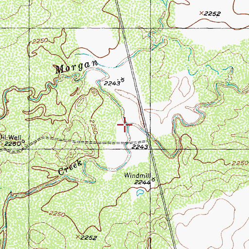Topographic Map of Wildhorse Creek, TX