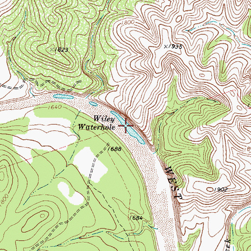 Topographic Map of Wiley Waterhole, TX