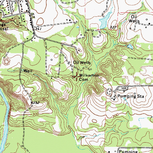 Topographic Map of Wilkerson Cemetery, TX