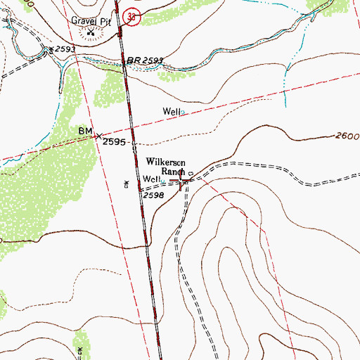 Topographic Map of Wilkerson Ranch, TX