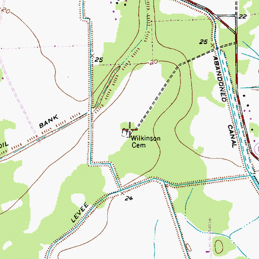 Topographic Map of Wilkinson Cemetery, TX