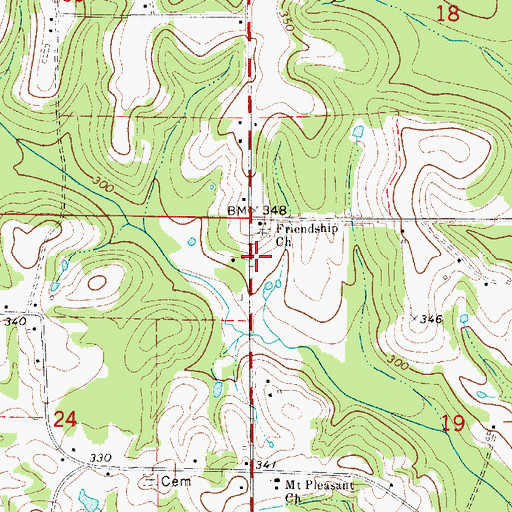 Topographic Map of Friendship School (historical), AL