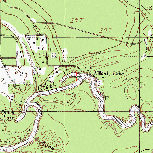 Topographic Map of Willard Lake, TX