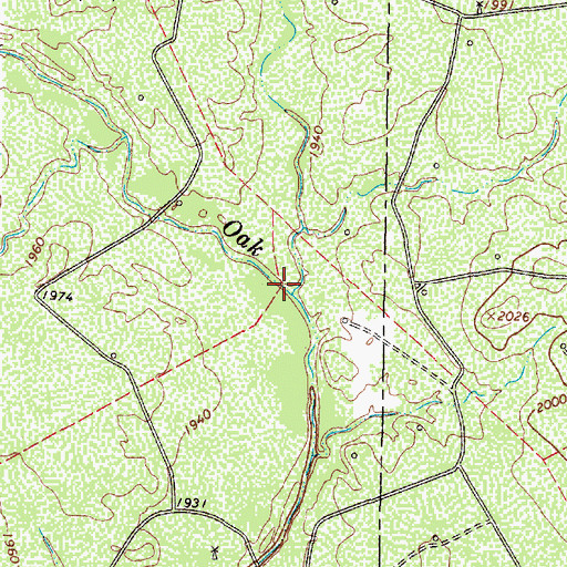 Topographic Map of Williams Branch, TX