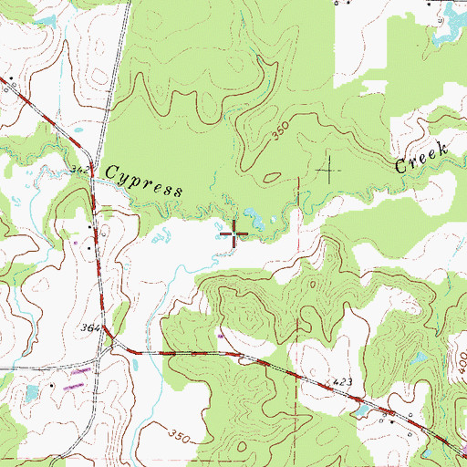 Topographic Map of Williams Branch, TX