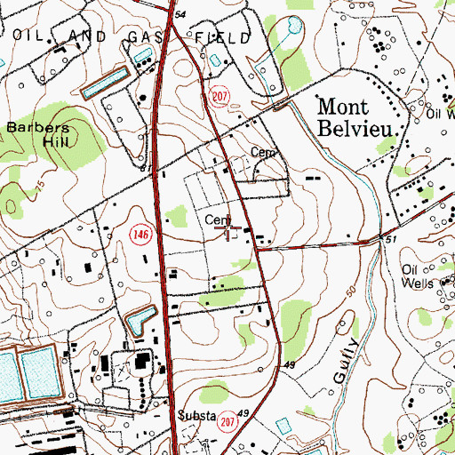 Topographic Map of Williams Cemetery, TX