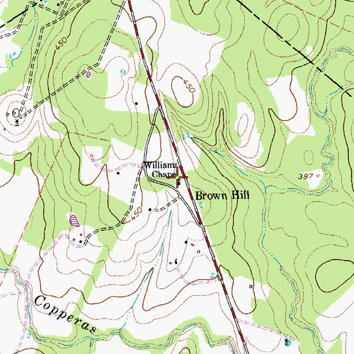 Topographic Map of Williams Chapel, TX