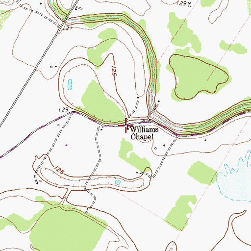 Topographic Map of Williams Chapel, TX