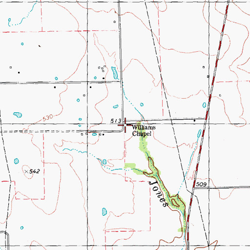 Topographic Map of Williams Chapel, TX