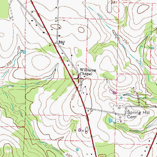 Topographic Map of Williams Chapel, TX