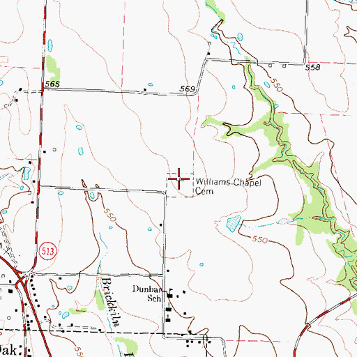 Topographic Map of Williams Chapel Cemetery, TX