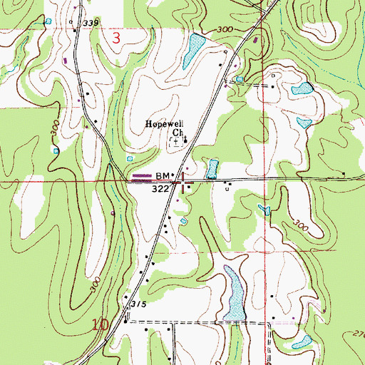 Topographic Map of Greenmore School (historical), AL