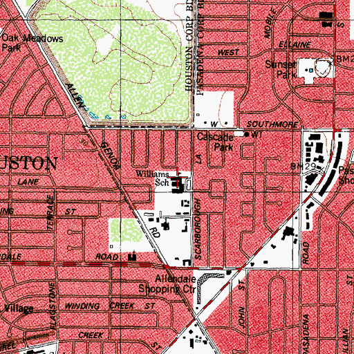Topographic Map of Williams School, TX
