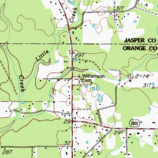 Topographic Map of Williamson Cemetery, TX