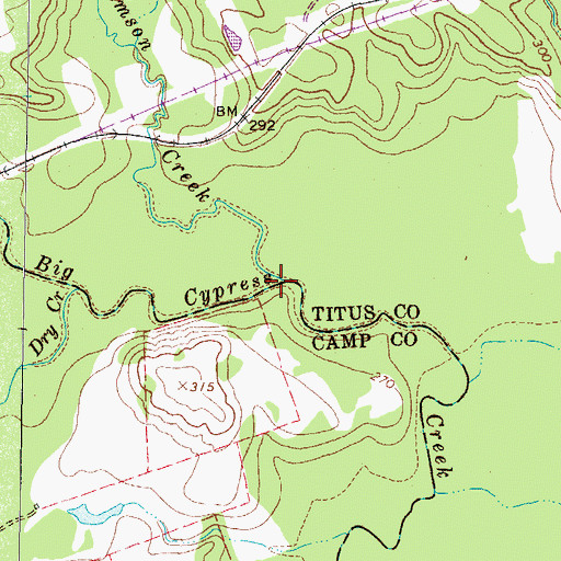 Topographic Map of Williamson Creek, TX