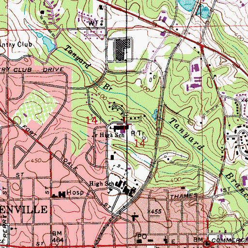 Topographic Map of Greenville Junior High School, AL