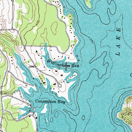 Topographic Map of Willingham Bay, TX