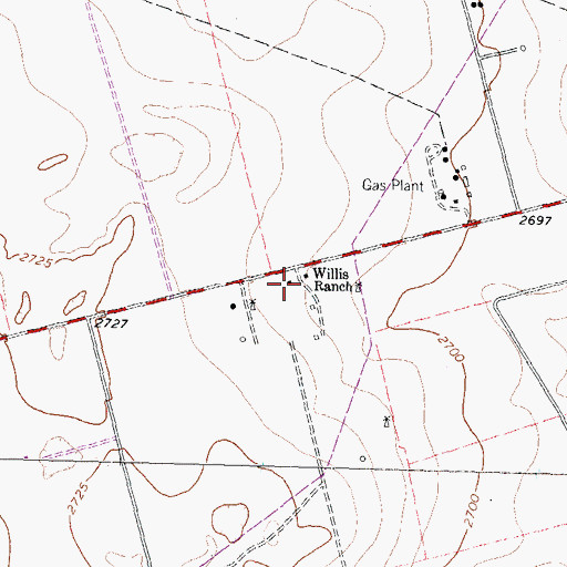 Topographic Map of Willis Ranch, TX