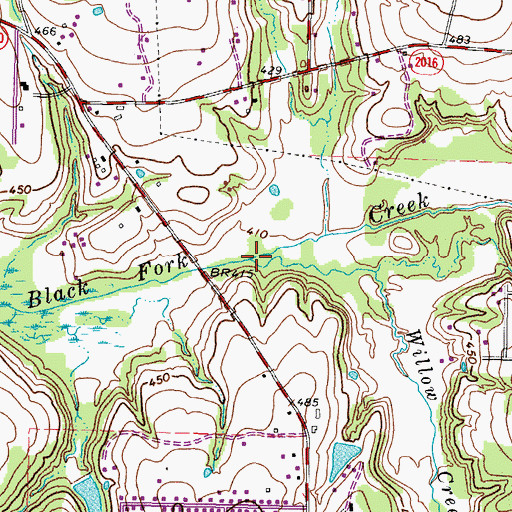 Topographic Map of Willow Creek, TX