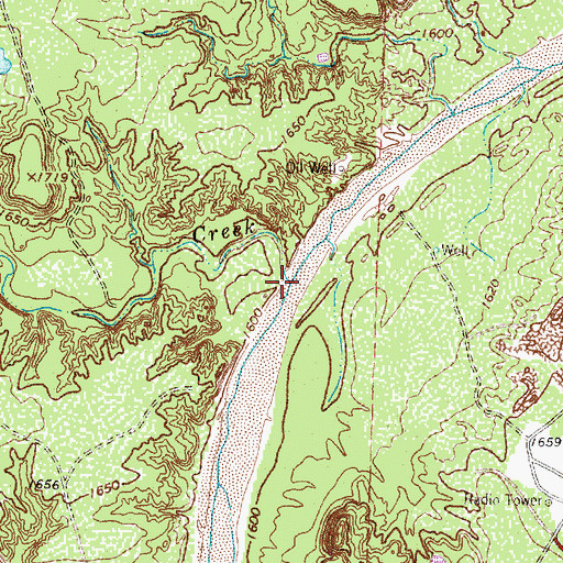 Topographic Map of Willow Creek, TX
