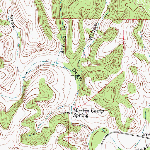 Topographic Map of Willow Draw, TX