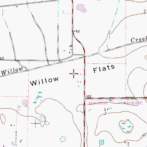 Topographic Map of Willow Flats, TX