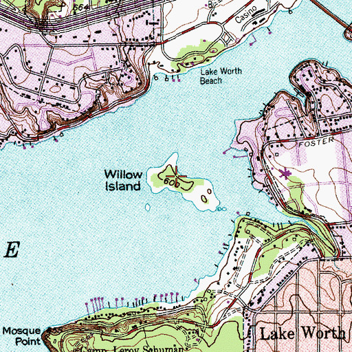 Topographic Map of Willow Island, TX