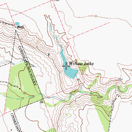 Topographic Map of Willow Lake, TX