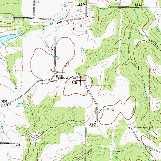 Topographic Map of Willow Oak Church, TX