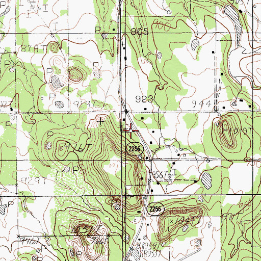 Topographic Map of Willow Pond Cemetery, TX