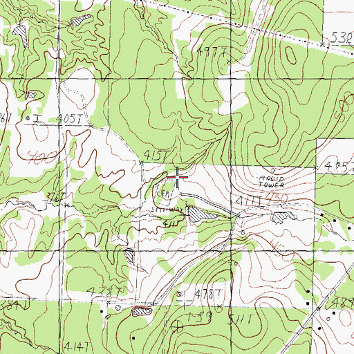 Topographic Map of Willow Springs Cemetery, TX