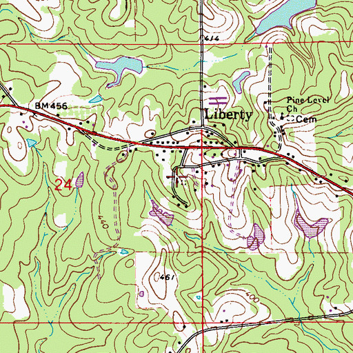 Topographic Map of Liberty Church, AL