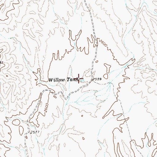 Topographic Map of Willow Tank, TX