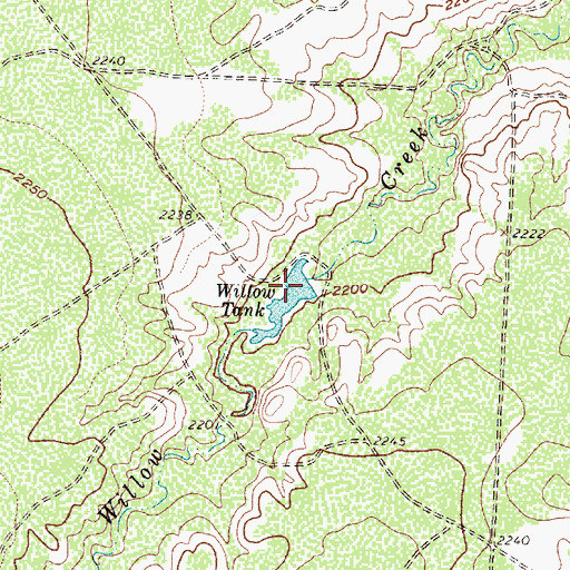 Topographic Map of Willow Tank, TX