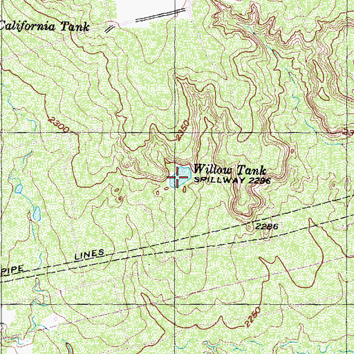 Topographic Map of Willow Tank, TX