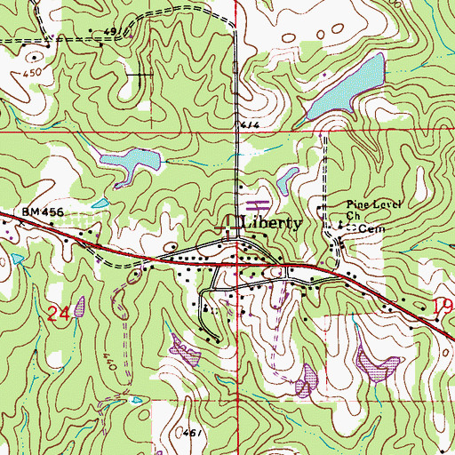Topographic Map of Liberty School, AL