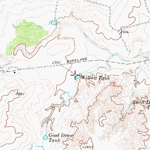 Topographic Map of Willow Tank, TX