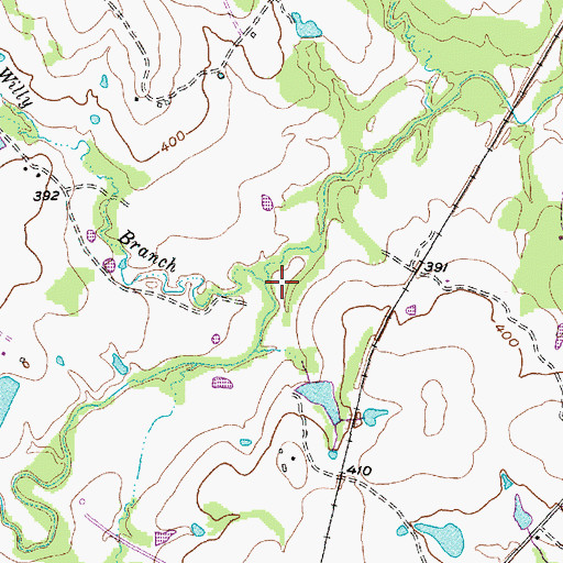 Topographic Map of Willy Branch, TX